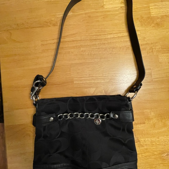 Coach Black Fabric & Leather Bottom Monogram Bag or Crossbody - Picture 5 of 5